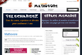 Aperçu visuel du site http://www.mathovore.fr