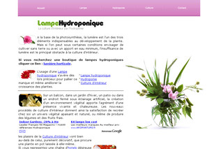 Aperçu visuel du site http://www.lampehydroponique.fr