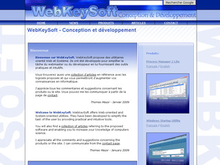 Aperçu visuel du site http://www.webkeysoft.com