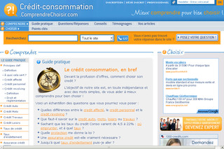 Crédit consommation : comparatif sur Comprendrechoisir.com