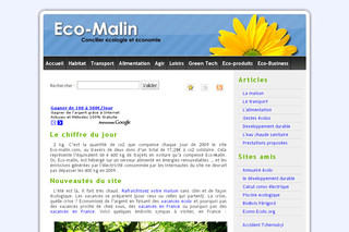 Aperçu visuel du site http://www.eco-malin.com