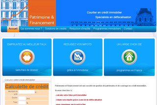 Aperçu visuel du site http://www.patrimoinefinancement.fr/