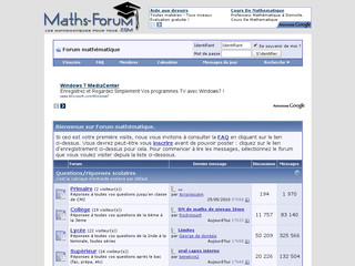Aperçu visuel du site http://www.maths-forum.com