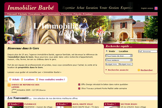 Aperçu visuel du site http://www.immobilier-barbe.fr