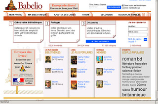 Aperçu visuel du site http://www.babelio.com