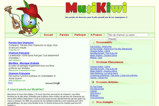 Aperçu visuel du site http://www.musikiwi.com