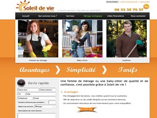 Aperçu visuel du site http://www.soleildevie.fr
