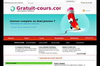 Aperçu visuel du site http://www.gratuit-cours.com