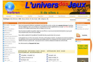 Aperçu visuel du site http://www.univers-des-jeux.net