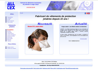 Fabricant de vétements de protection jetables : masque ffp2 - Alltex.fr