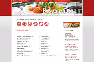 Aperçu visuel du site http://www.restaurantsquebecois.com