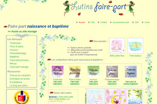 Aperçu visuel du site http://www.lutins-faire-part.com