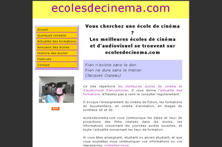 Aperçu visuel du site http://www.ecolesdecinema.com