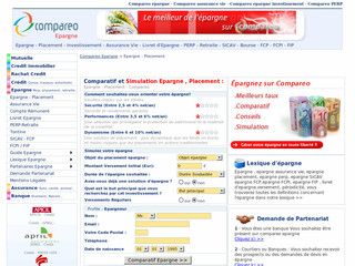 Aperçu visuel du site http://epargne.compareo.net
