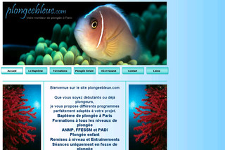 Aperçu visuel du site http://www.plongeebleue.com