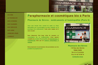 Pharmaciedesevres.fr - Pharmacie Homéopathie Cosmétiques Parapharmacie Paris 6