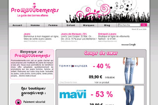 Aperçu visuel du site http://www.promovetements.com