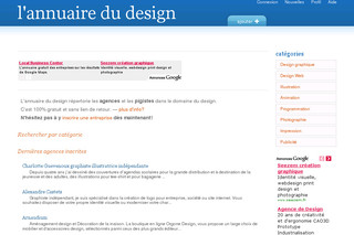 Aperçu visuel du site http://www.annuairedesign.com