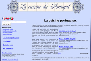 Aperçu visuel du site http://www.cuisineduportugal.com