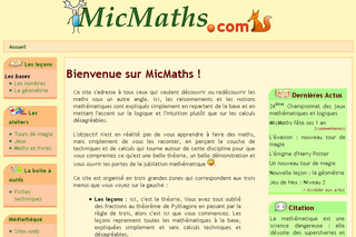 Aperçu visuel du site http://www.micmaths.com