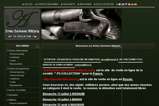 Aperçu visuel du site http://www.armes-anciennes-militaria.com/