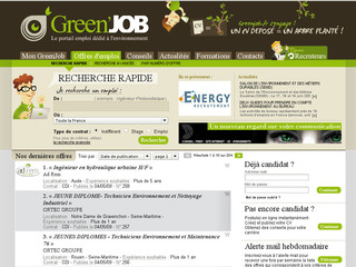 Aperçu visuel du site http://www.greenjob.fr