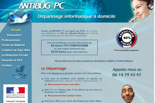 Aperçu visuel du site http://www.antibug-pc.fr