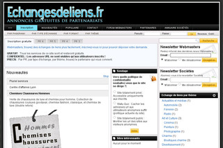 Aperçu visuel du site http://www.echangesdeliens.fr/