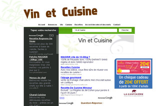 Aperçu visuel du site http://www.cuisinesetvins.com/