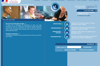 Aperçu visuel du site http://www.impots.gouv.fr