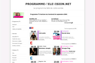 Aperçu visuel du site http://www.programme-television.net