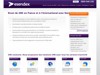Aperçu visuel du site http://www.esendex.fr
