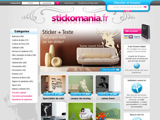 Aperçu visuel du site http://www.stickomania.fr
