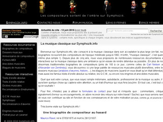 Aperçu visuel du site http://www.symphozik.info