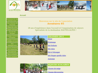 Aperçu visuel du site http://aventures05.asso.fr