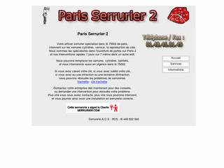 Aperçu visuel du site http://www.serrurier-paris2.fr