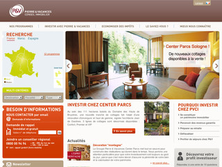Aperçu visuel du site http://www.pierreetvacances-immobilier.com