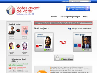 Aperçu visuel du site http://www.resultats-presidentielles-2012.fr