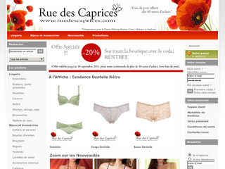 Rue des Caprices : Lingerie Bijoux et Accessoires à petits prix - Ruedescaprices.com