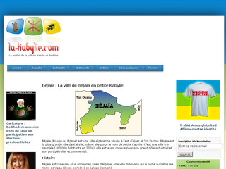 Aperçu visuel du site http://bejaia.la-kabylie.com