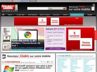 Aperçu visuel du site http://www.clubic.com