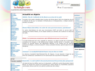 Aperçu visuel du site http://algerie.la-kabylie.com