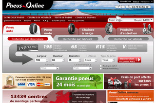Aperçu visuel du site http://www.pneus-online.fr
