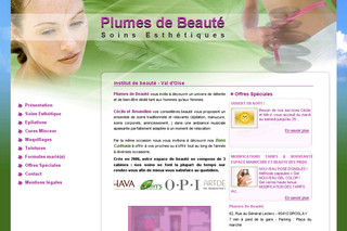 Aperçu visuel du site http://www.plumesdebeaute.fr