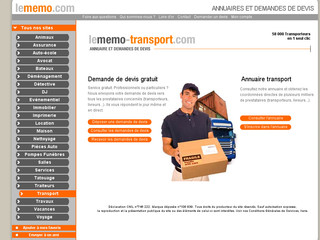 Aperçu visuel du site http://www.lememo-transport.com