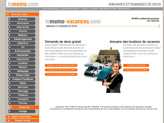Aperçu visuel du site http://www.lememo-vacances.com