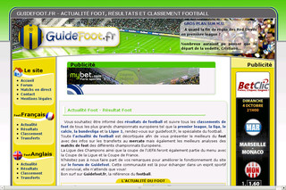 Guidefoot : toute l'actualité du football, foot transfert, match en direct, résultats, classements