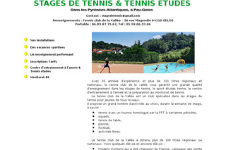Stages de tennis au tennis club de la Vallée à Pau/Gelos - Stagedetennis.free.fr