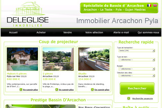 Aperçu visuel du site http://www.deleglise-immobilier-arcachon.com