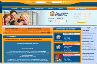 Aperçu visuel du site http://www.colocationetudiant.com